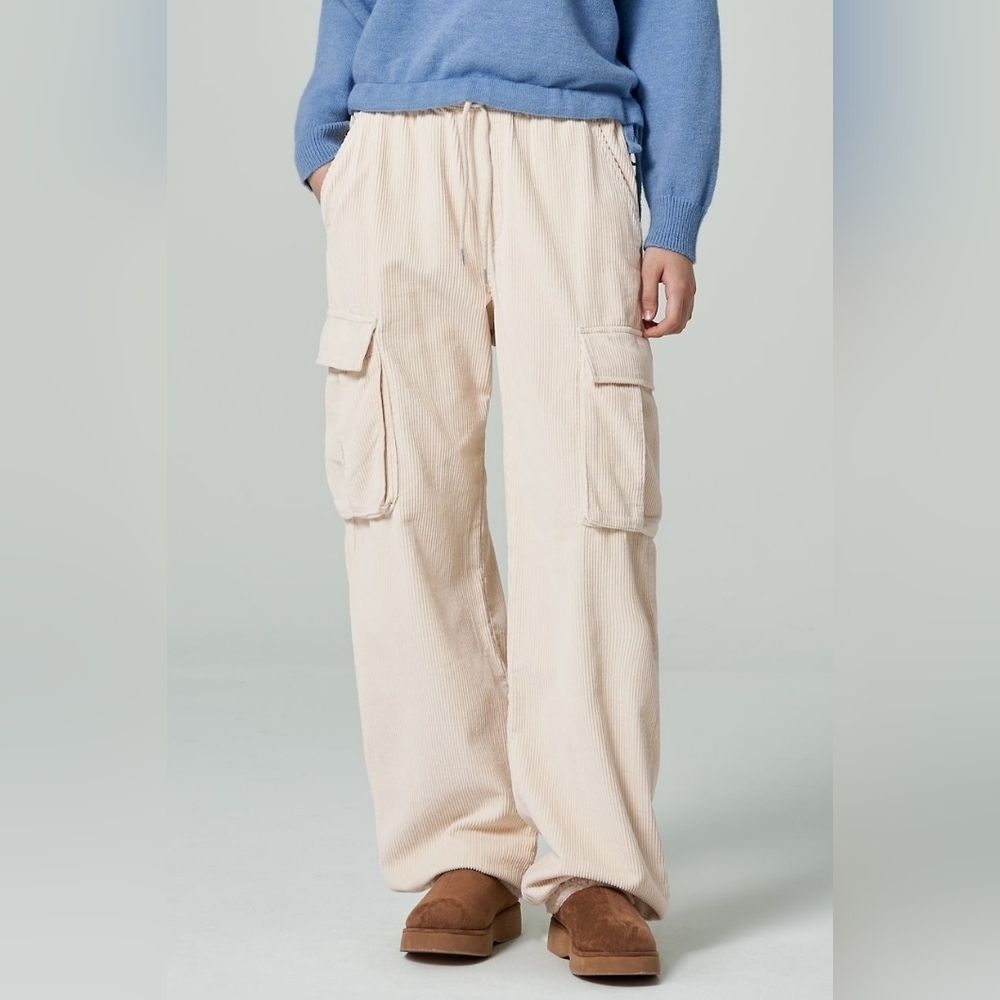 8 Seconds Corduroy  Wide Leg Cargo Pants Ivory Size 64
